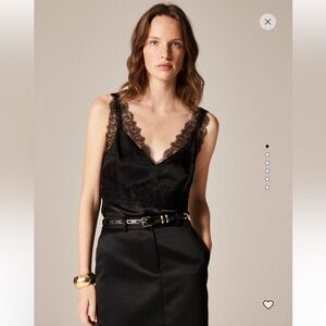 J. Crew Lace-Trim Tank Top in Luster Charmeuse